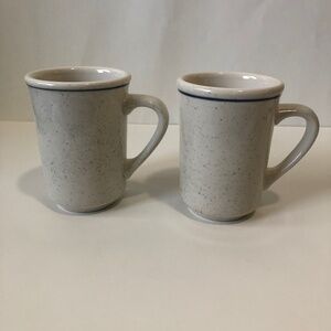 Buffalo China White Mugs Restaurant Ware Blue Rim